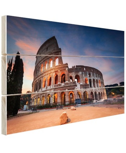 Colosseum in de nacht Hout 30x20 cm - Foto print op Hout (Wanddecoratie)