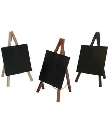 Menubord zwart gelakt beukenhout frame gelakt beuken houten frame | bord zwart pvc | weerbestendig | Oppervlakte: 13cm x 15cm | H: 24cm [Geprijsd per 3 stuks.]