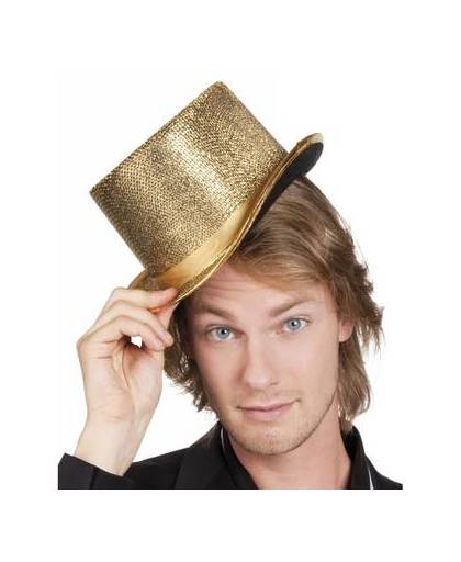 Gouden hoge hoed 58 cm