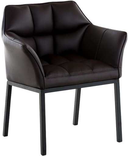 Clp Lounge zetel OCTAVIA - gepolsterde stoel met armsteun, kunstleer - bruin, onderstel : matzwart metaal