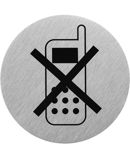 Aluminium deurbordje " pictogram telefoon uitschakelen " Ø75mm