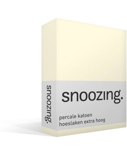 Snoozing - Hoeslaken - Extra hoog - Percale katoen - Eenpersoons - 100x220 cm - Percale katoen - Ivoor