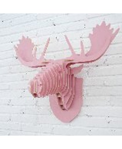 Rendier Roze MDF | Rendierkop Hout | Rendierkop aan de muur | Decoratie kinderkamer | Roze rendier