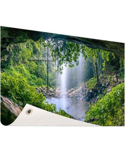 Foto van regenwoud met waterval Tuinposter 120x80 cm - Foto op Tuinposter (tuin decoratie)