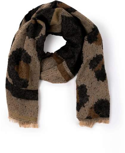 Warm leopard print scarf brown