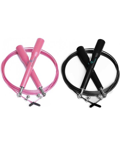 #DoYourFitness - 2x Speed Rope -  Rapido  - Springtouw met stalen kabel - 300 cm - zwart & roze