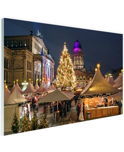 Typisch Berlijnse kerstmarkt Glas 90x60 cm - Foto print op Glas (Plexiglas wanddecoratie)