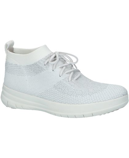 FitFlop - Uberknit Slip-On High Top Sneaker - Sneaker hoog gekleed - Dames - Maat 38 - Wit - J30-567 -Metallic Silver/Urban White