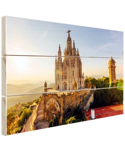 Kerk Sagrat Cor Barcelona Hout 60x40 cm - Foto print op Hout (Wanddecoratie)