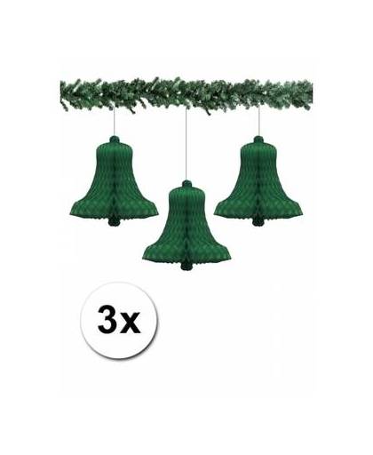3 groene kerstklokken van papier 36 cm