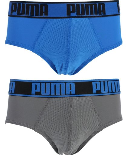 Puma - 2-pack Active Style Sport Slips Blauw / Grijs - XL