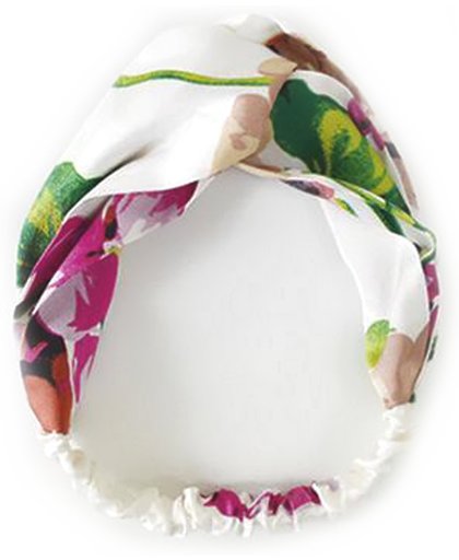 Haarband Satijn - Wit Bloemen - Bandana Hoofdband | 100% Polyester | Elastisch