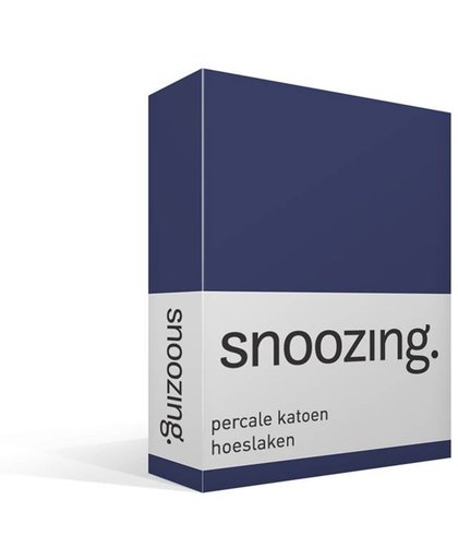 Snoozing - Hoeslaken - Percale katoen - Eenpersoons - 70x200 cm - Percale katoen - Navy