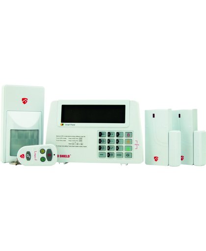 Red Shield draadloos alarm systeem WS-100 - plug & play - incl 1 bewegingsmelder, 2 deur/raam contacten, 1 afstandsbediening en smart panel - 120dB sirene