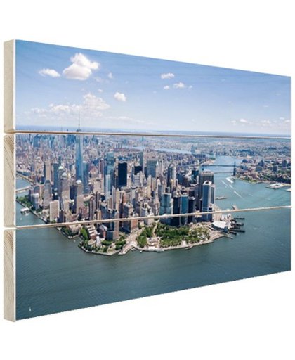Luchtfoto New York Hout 160x120 cm - Foto print op Hout (Wanddecoratie)