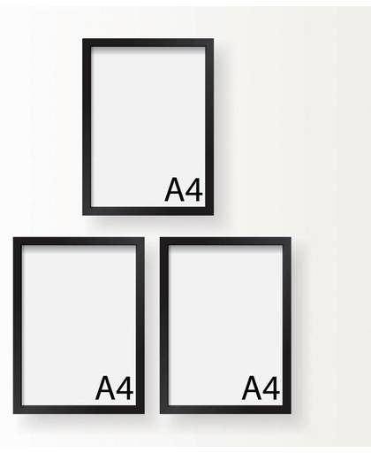 3x A4 Fotolijst Poster Frame DesignClaud - Wissellijst - Zwart