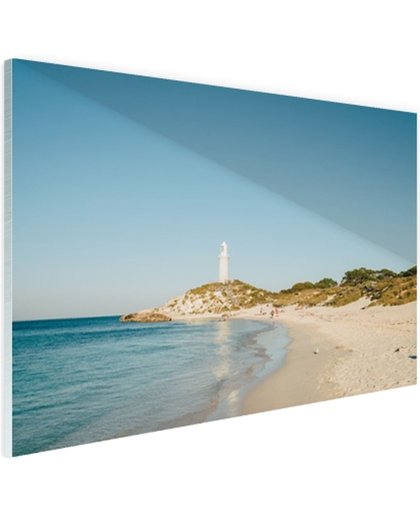 Eiland met vuurtoren Glas 60x40 cm - Foto print op Glas (Plexiglas wanddecoratie)