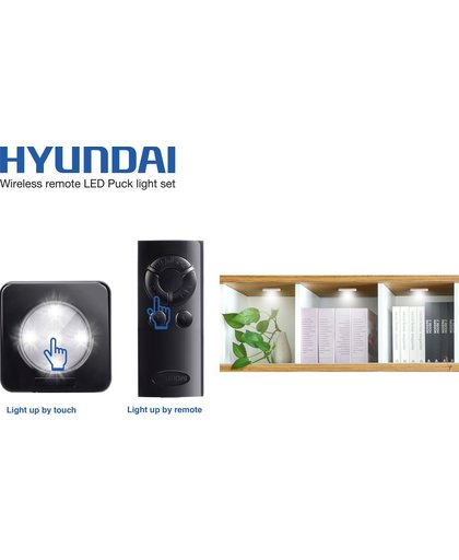 Hyundai - 4 + 1 set - USB oplaadbare draadloze LED spots met afstandbediening en touch – Donker grijs