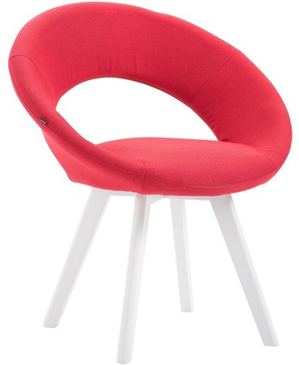 Clp Eetkamerstoel BECK, scandinavische stijl, bezoekersstoel met rugleuning, vierpotig houten frame, moderne stoel, bekleding van stof, - rood kleur onderstel : wit