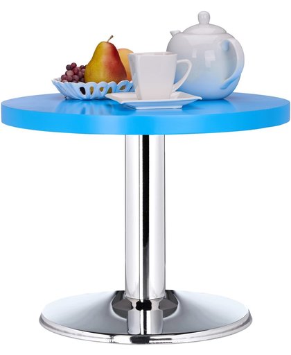 relaxdays ronde bijzettafel - kleine salontafel - kleurrijke kindertafel - MDF en metaal blauw