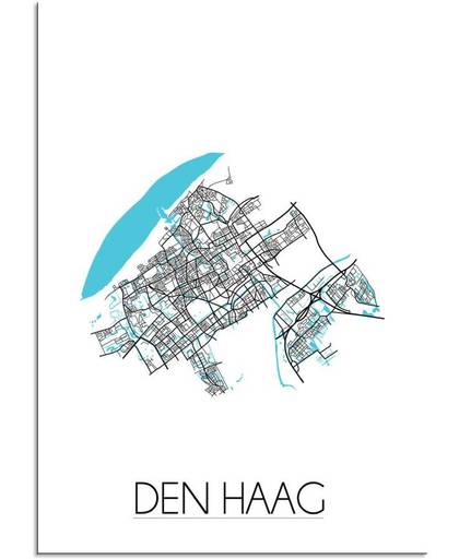 Plattegrond Den Haag Stadskaart poster DesignClaud - Wit - A4 poster