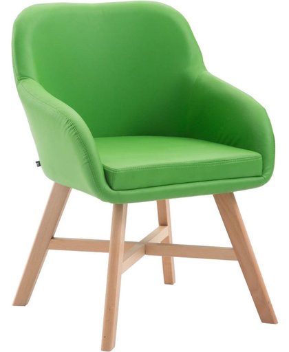 Clp Eetkamerstoel KEPLER, wachtkamerstoel met armleuningen, bezoekersstoel met beukenhouten frame, keukenstoel, bekleding van kunstleer - groen, kleur onderstel : natura,