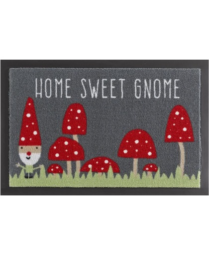 Deurmat home sweet gnome 40x60cm Grijs Rood Hanse Home