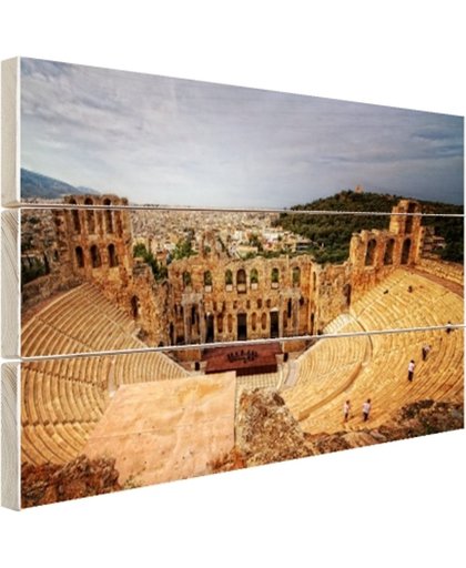 Oude ruïnes van het Griekse amfitheater Hout 120x80 cm - Foto print op Hout (Wanddecoratie)