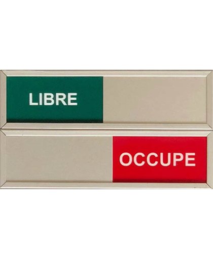 Plaque de porte Libre - occupe de luxe. Schuifbordje Libre - occupe. Tekst gegraveerd. Bevestiging 3M tape.