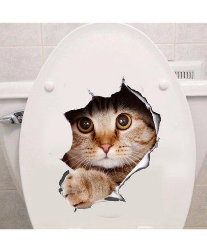 Decoratiesticker - wc- sticker - toiletbril versiering - plakfolie - grappige sticker - Katten sticker - Vrolijk je toilet op met deze sticker - Kat Poes