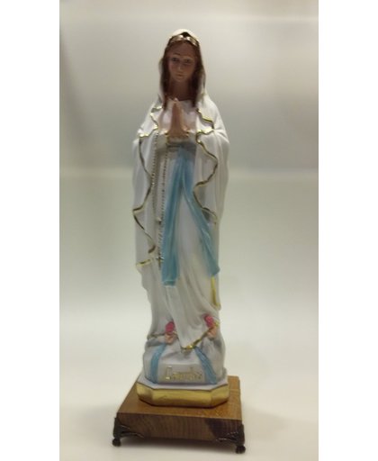 Lourdes - gips beeld 40 cm op houten console