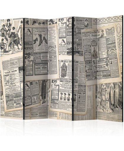 Vouwscherm - Vintage Krant225x172cm