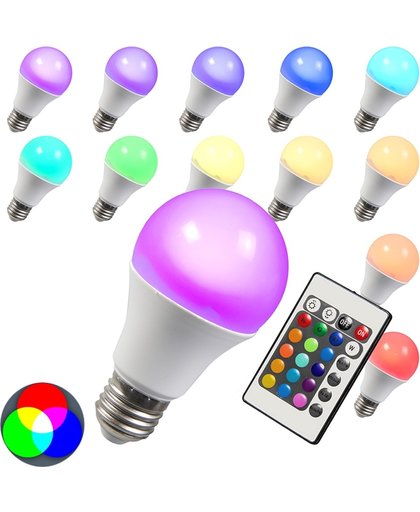 KwaliteitDeal RGB LED lamp met afstandbediening - E27 (grote fitting)  - 3 Watt - 180 Lumen - Inclusief dimmer