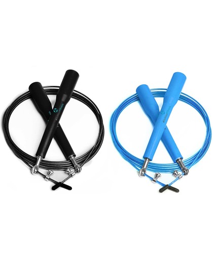 #DoYourFitness - 2x Speed Rope -  Rapido  - Springtouw met stalen kabel - 300 cm - blauw & zwart