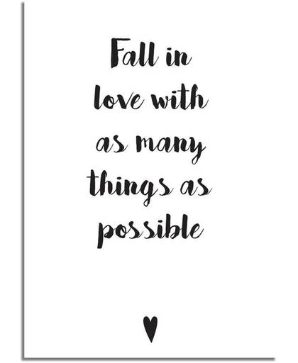 Tekst poster Fall in love with as many things as possible DesignClaud - Zwart wit - A3 poster