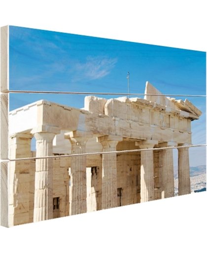 Akropolis Athene Hout 60x40 cm - Foto print op Hout (Wanddecoratie)