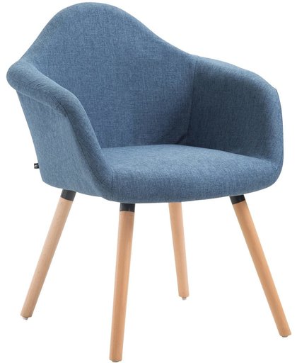 Clp Eetkamerstoel TITO, fauteuil met vierpotig frame, aangenaam gestoffeerd, beukenhouten frame, bekleding van stof, - blauw, kleur onderstel : natura