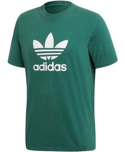 adidas Trefoil  Sportshirt casual - Maat M  - Mannen - donker groen/wit