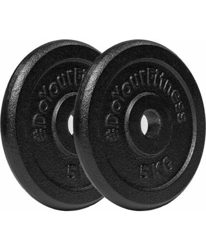#DoYourFitness - 100% gietijzer gewichtsschijven - Haltergewichten - 30/31 mm boring - Diameter 204mm, dikte 28mm - 2x 5kg