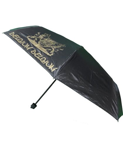 Paraplu Belgie | zwart met gouden wapen Belgie | Leuke, opvouwbare paraplu | Belgium | Handig, compact, opvouwbaar landen paraplu