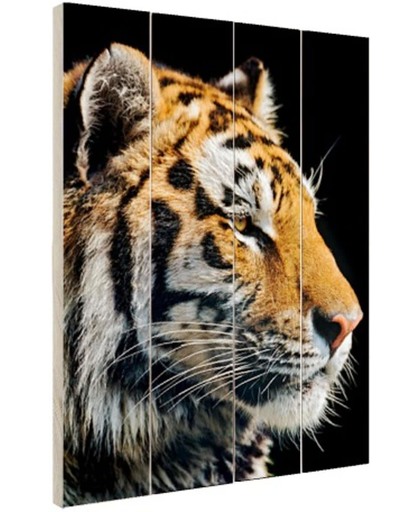 Portret Siberische tijger Hout 80x120 cm - Foto print op Hout (Wanddecoratie)