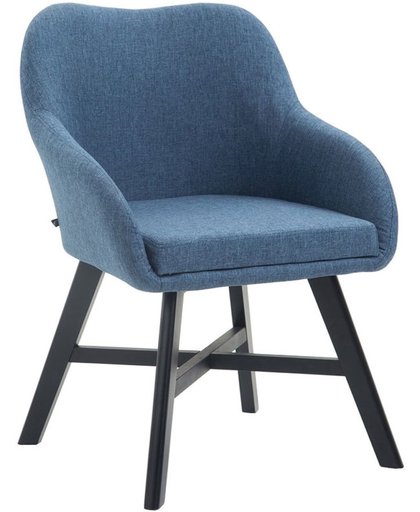 Clp Eetkamerstoel KEPLER, wachtkamerstoel met armleuningen, bezoekersstoel met beukenhouten frame, keukenstoel, bekleding van stof - blauw, kleur onderstel : zwart,