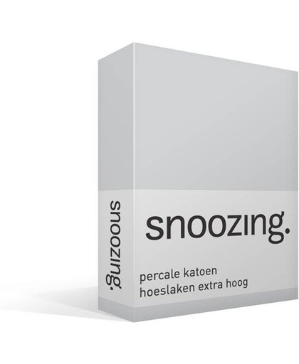 Snoozing - Hoeslaken - Extra hoog - Percale katoen - Lits-jumeaux - 160x220 cm - Percale katoen - Grijs