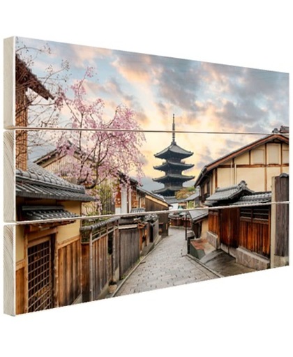 Sannen Zaka Street in Japan Azie Hout 30x20 cm - Foto print op Hout (Wanddecoratie)