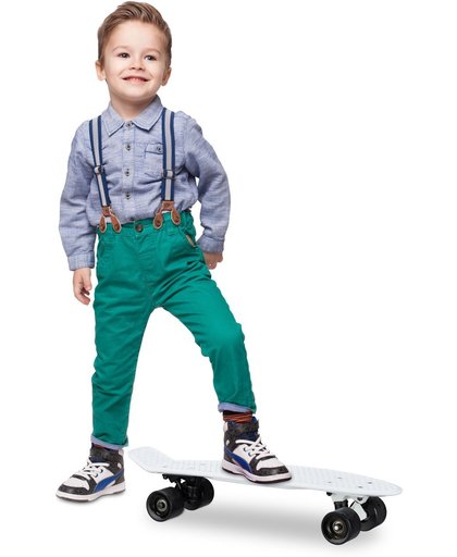relaxdays skateboard kinderen - 22 inch - ABEC 7 kogellagers - pennyboard - kunststof wit