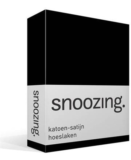 Snoozing - Katoen-satijn - Hoeslaken - Tweepersoons - 150x200 cm - Zwart
