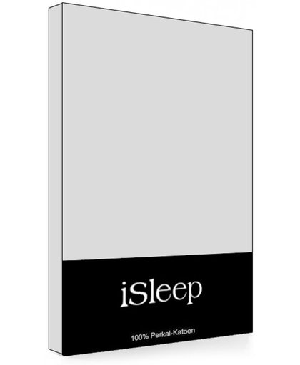 iSleep Perkal Hoeslaken - Eenpersoons - 90x220 cm - Zilver
