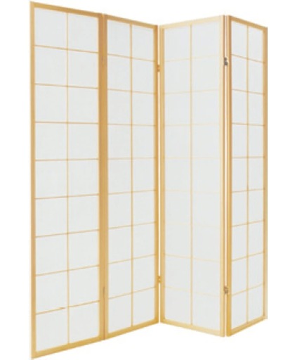 Japanse Kamerscherm 4 Panelen Shoji Traditional Rijstpapier Natural Room Divider Scheidingswand Oosters - Orientique