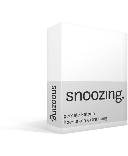 Snoozing - Hoeslaken - Extra hoog - Percale katoen - Tweepersoons - 150x200 cm - Percale katoen - Wit