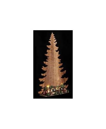 Houten kerstboom koper met licht 39 cm